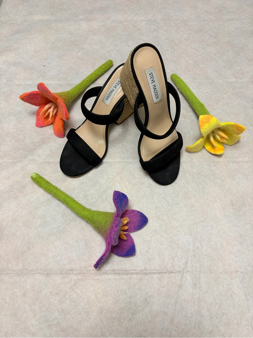 Steve Madden Black Espadrille Block Heel Sandals